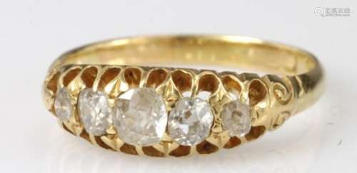 18ct Gold five stone Diamond Ring size O weight 3.6g