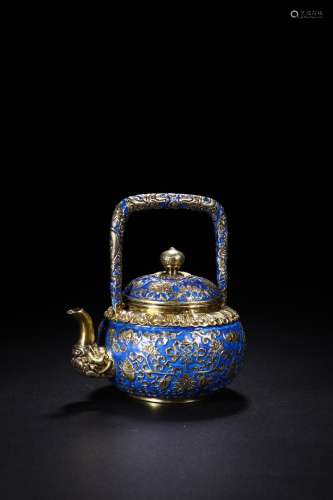 A Chinese Gilt Silver Tea Pot