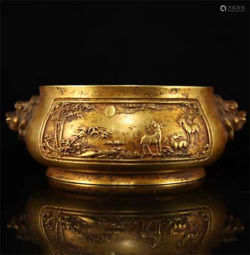 A Chinese Gilt Bronze Incense Burner