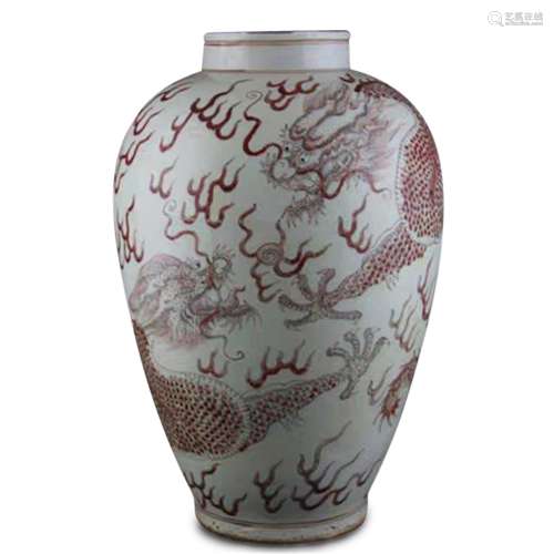 A Chinese Iron-Red Glazed Porcelain Vase