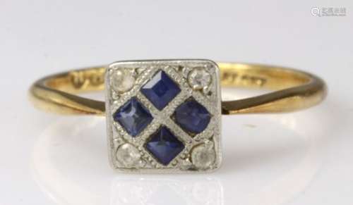 18ct Gold Sapphire and Diamond Ring size M weight 2.0g