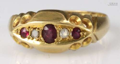 18ct Gold Ruby and Diamond Ring size M weight 2.5g