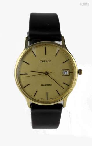Gents 9ct cased Tissot quartz wristwatch, circa 1989. Untested with some paperwork