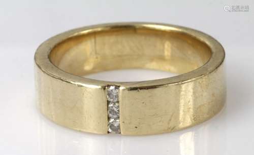 9ct yellow gold diamond set band ring, finger size S, weight 8.9g