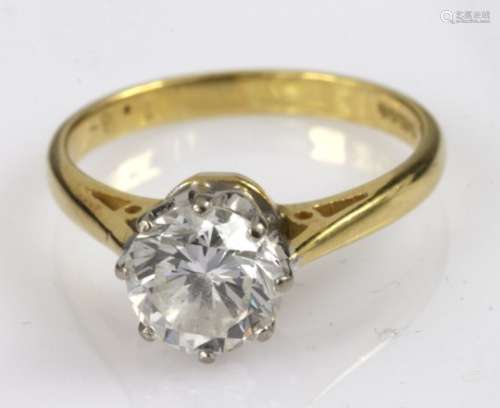 Ladies 18ct Gold Solitaire Diamond Ring Diamond size 1.24ct weight in a 8 claw setting weight 2.7g