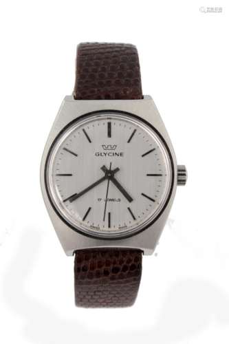 Gents stainless steel cased manual wind wristwatch by Glycine circa 1950s/60s ?. The silver dial
