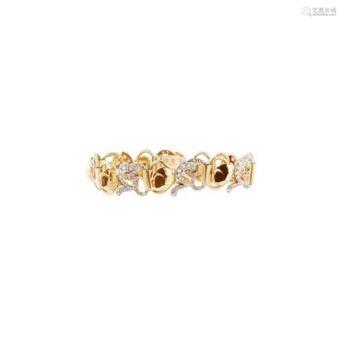 Pulsera de eslabones en oro y platino con diamantes.