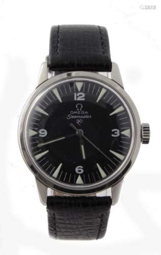 Gents stainless steel cased Omega seamaster 30 manual wind wristwatch (circa 1964). The black dial