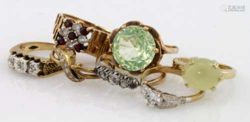 Mixed lot of 9ct Gold stone set Rings weight 24.8g