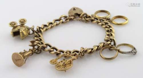 9ct Gold Charm Bracelet weight 23.2g