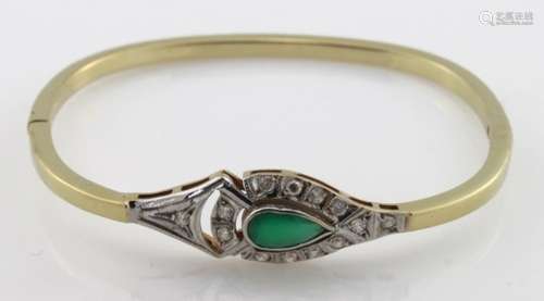 14ct Gold Emerald and Diamond set Bangle weight 10.3g