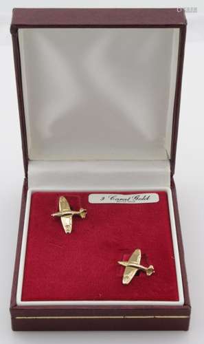 9ct Gold Spitfire Cufflinks weight 3.4g