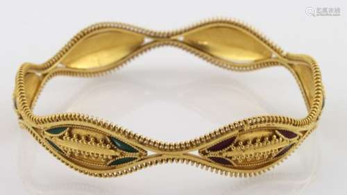 High carat yellow gold slave bangle, weight 25.3g