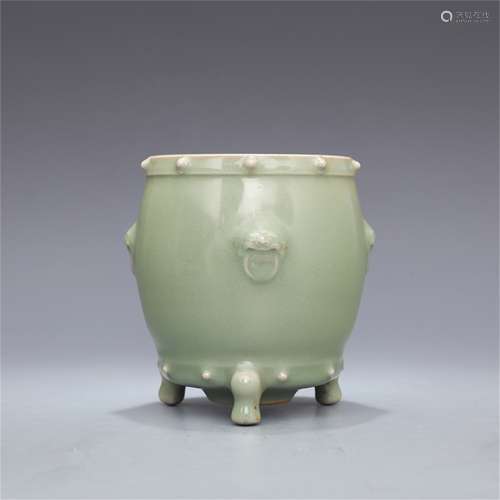 A Chinese Celadon Glazed Porcelain Incense Burner