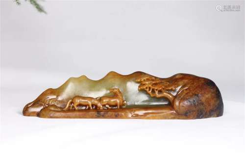 A Chinese Carved Jade Brush Rest