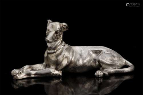 A Italian Carved Silver Dog Decoration