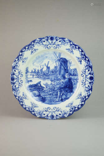 A European Blue and White Porcelain Plate