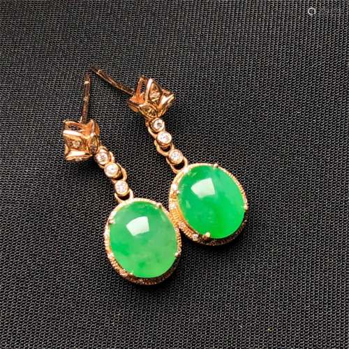 A Pair of Chinese Carved Jade Earrings