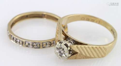 Two 9ct diamond set rings, weight 4.5g