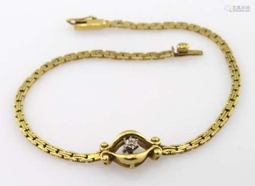 9ct Gold Diamond set Bracelet weight 4.3g