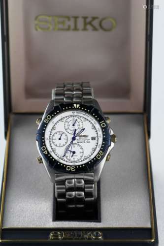 Gents Seiko quartz Sports 150 chronograph wristwatch, boxed but watch untested