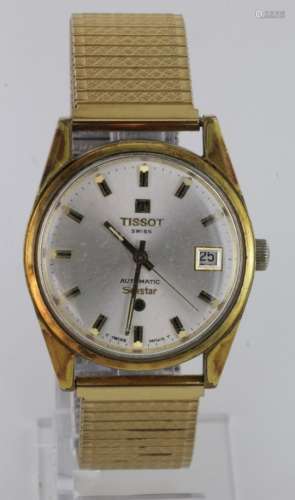 Gents Tissot Seastar automatic wristwatch, the gold plated case with the dial having gilt baton