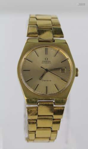Gents gold plated Omega Geneve automatic wristwatch circa 1972 (Serial no. 34692396), on an omega