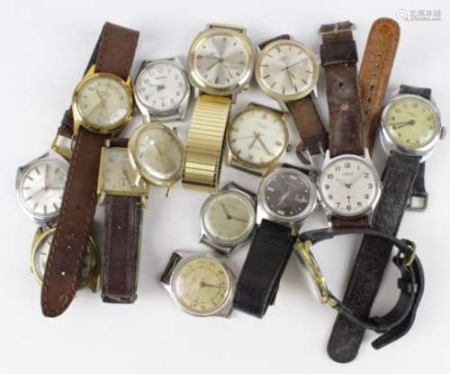 Collection of fifteen (15) gents automatic / manual wind wristwatches, makes include Rotary,