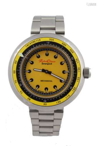 Gents RetroChron Seaserpent manual wind wristwatch, the yellow dial / bezel with black/white marker,