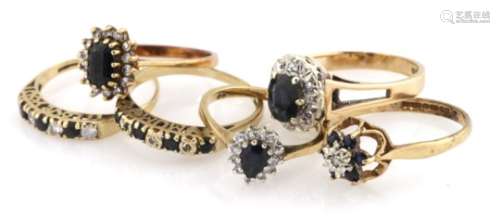 Mixed lot of 9ct Gold Sapphire set Rings weight 11.7g