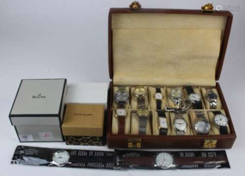 Gents stainless steel cased Bulova chronograph wristwatch boxed as part of a collection of 18