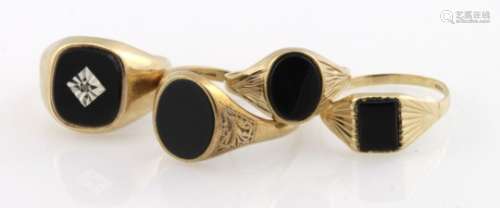 Mixed lot of 9ct Gold Onyx Gents Rings weight 10.1g