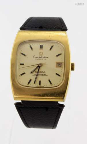 Gents stainless steel backed square faced Omega Constellation automatic chronometer wristwatch