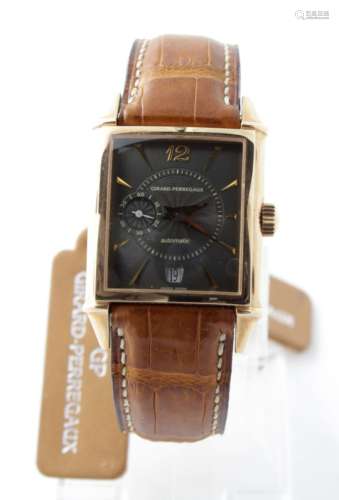 Gents Girard-Perregaux Vintage 1945 18ct cased wristwatch. The 18ct rose gold case encasing a square