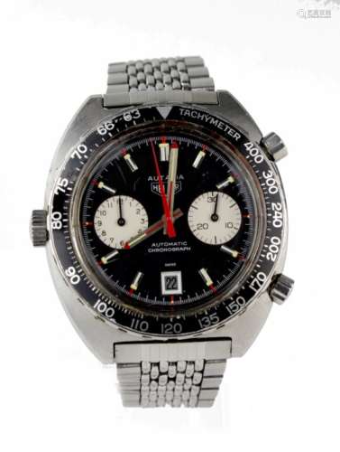 Gents stainless steel cased Heuer Autavia Automatic Chronograph Wristwatch, circa 1970 on its