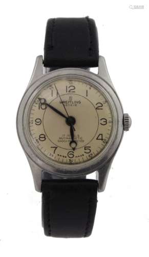 Gents stainless steel cased manual wind Breitling Geneve wristwatch circa 1950s ?. The cream dial