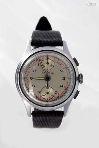 Gents stainless steel cased Loyal chronogrpah wristwatch, the dial with arabic numerals and two