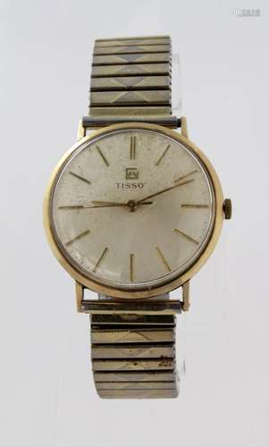 Gents 9ct cased (hallmarked Birmingham 1966) Tissot wristwatch. Working when catalogued and on an