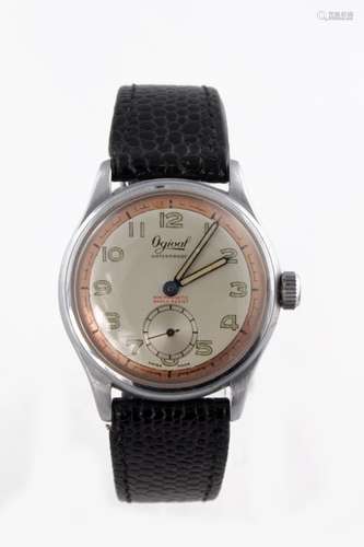 Gents stainless steel cased manual wind wristwatch by Ogival circa 1950s/60s ?. The bi-colour copper