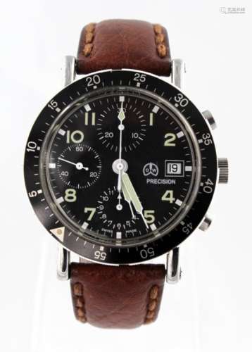 Ollech & Wajs (OW) Precision automatic chronograph stainless steel cased gents wristwatch. The black