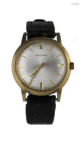 Gents 9ct cased wristwatch by Garrard circa 1971. The dial with gilt baton markers and