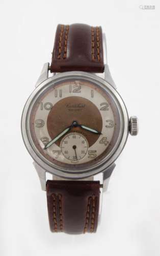 Cortebert Sport Gents wristwatch. the two-tone dial with luminous hands, copper face, cream