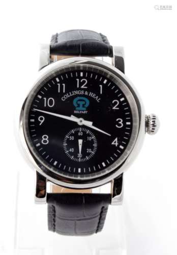 Gents Collings & Heal automatic wristwatch (made in Belfast) The balc dial with white arabic