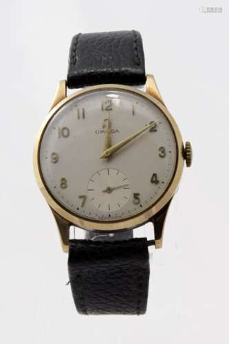 Gents 9ct cased Omega wristwatch circa 1954 (serial number 140380085) the cream dial with gilt