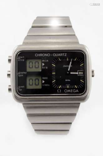 Gents Omega Seamaster Chrono-Quartz wristwatch. On its original Omega stainless steel bracelet