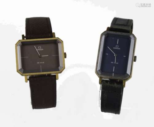 Two Omega De villes circa early 1970s, both having rectangular dials with one being on an Omega