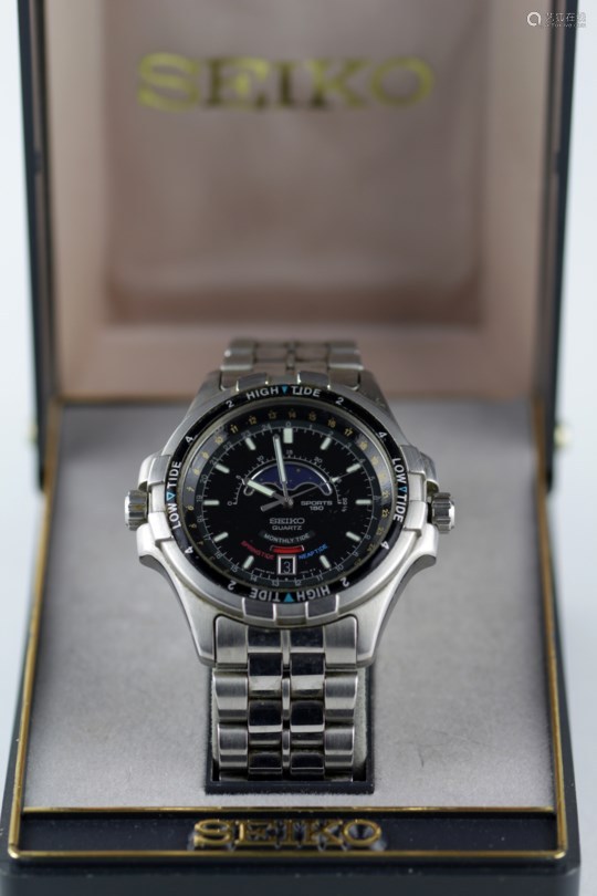 Gents Seiko quartz Sports 150 Monthly Tide Gents Yachting wristwatch with  Moonphase. Boxed with some－【Deal Price Picture】