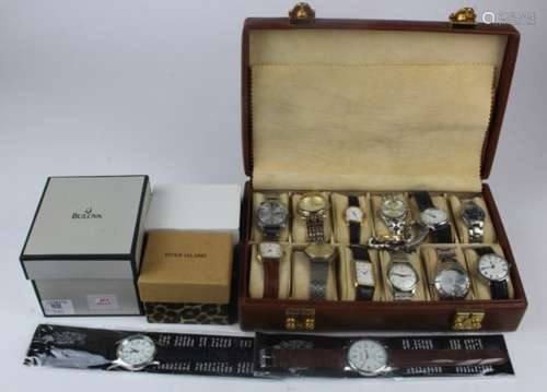 Gents stainless steel cased Bulova chronograph wristwatch boxed as part of a collection of 18