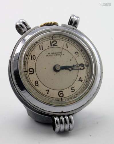 Gents RAF watch by M Beaver Manchester. Approx 32mm diameter with two loop mounts on one side with