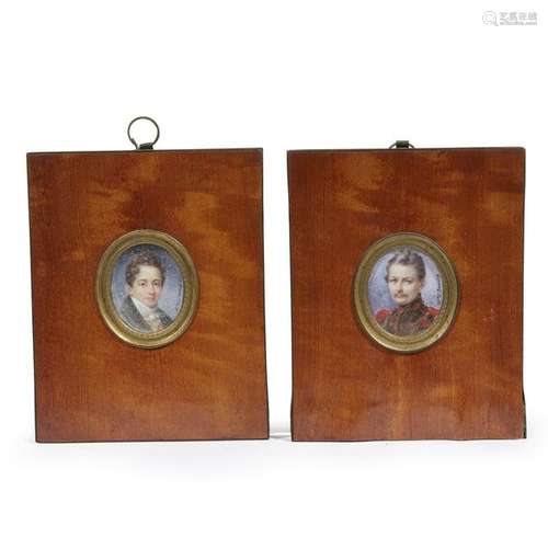 Two French portrait miniatures of gentlemen, Mlle